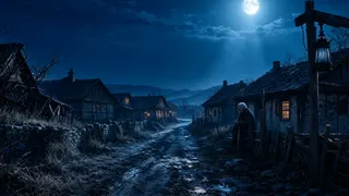 村庄夜晚主题